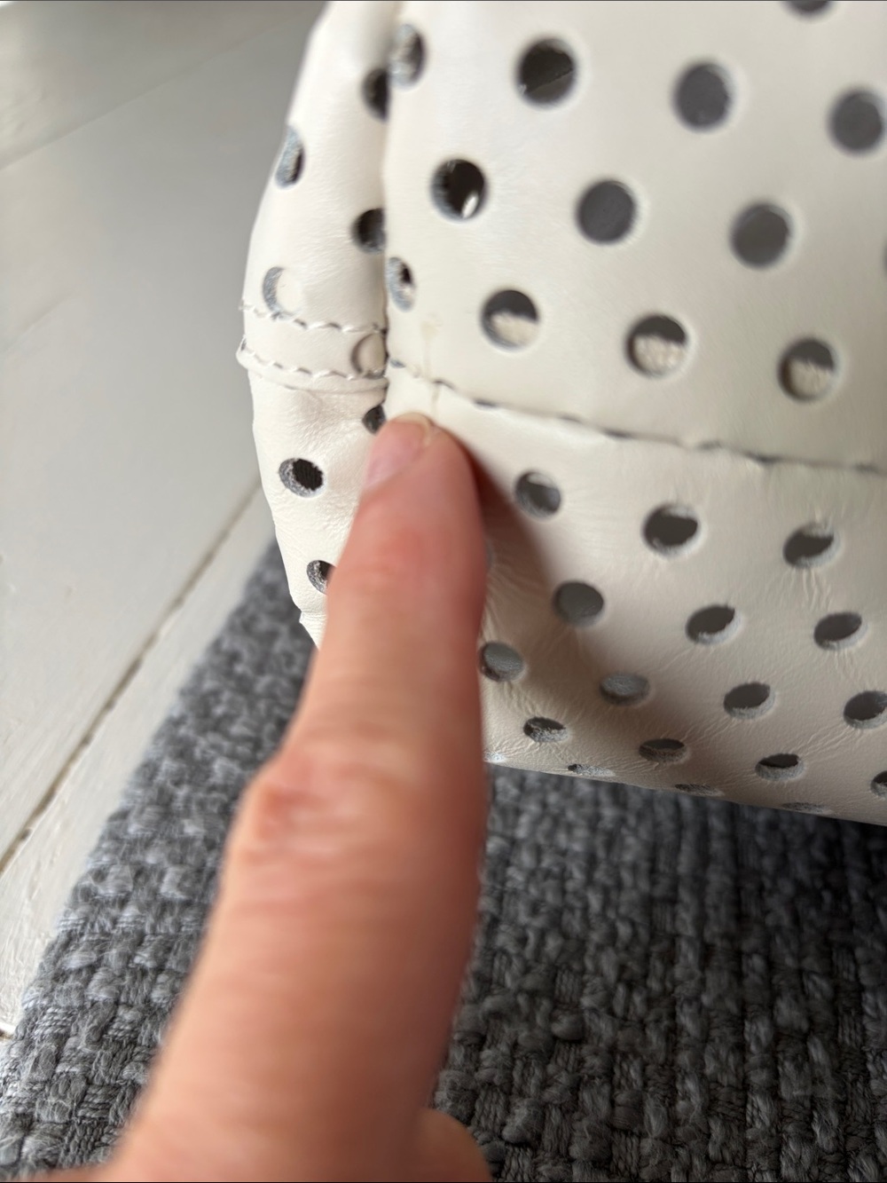 Clare V Micheline Perforated Tote in Cream - Picture 10 of 10